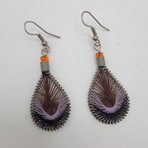 NEW Fashion Boho Style Dangle Drop Earrings For Women Purple Feather Look‎